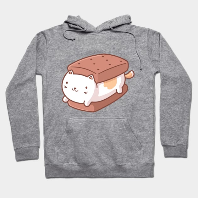 Ice Cream Sandwich Cat Kawaii Hoodie by zoljo